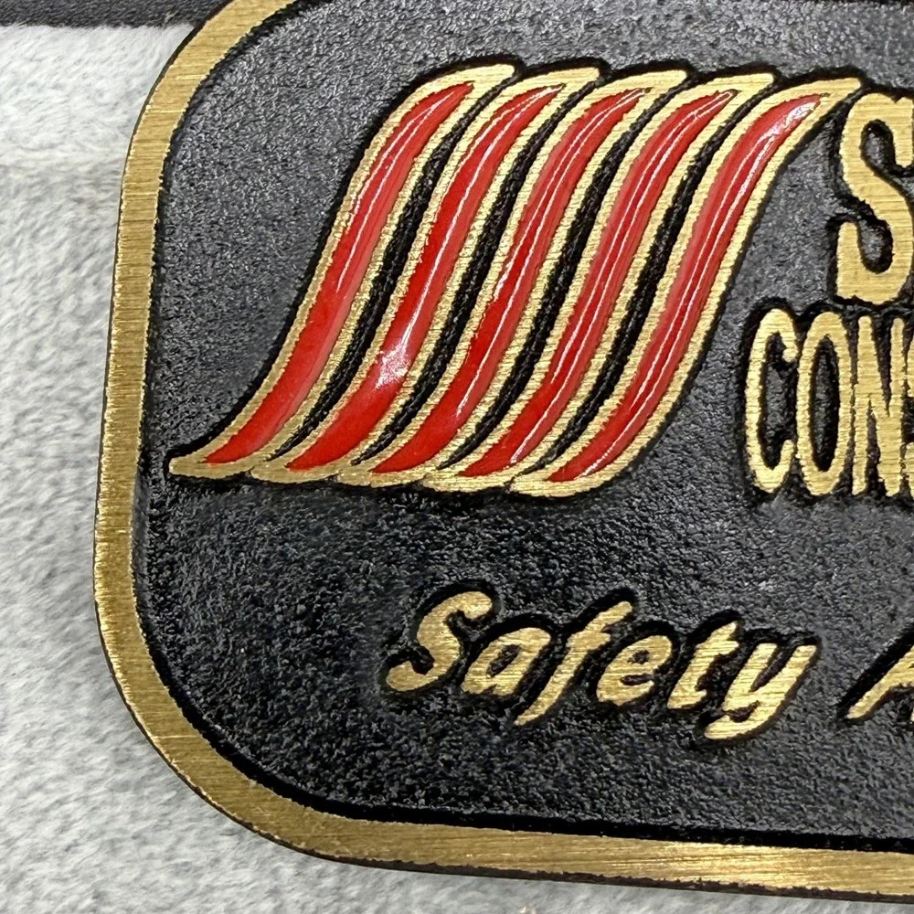 Vintage Shears Construction LP Safety Award Black Enamel‎ Gold Tone Dyna Buckle